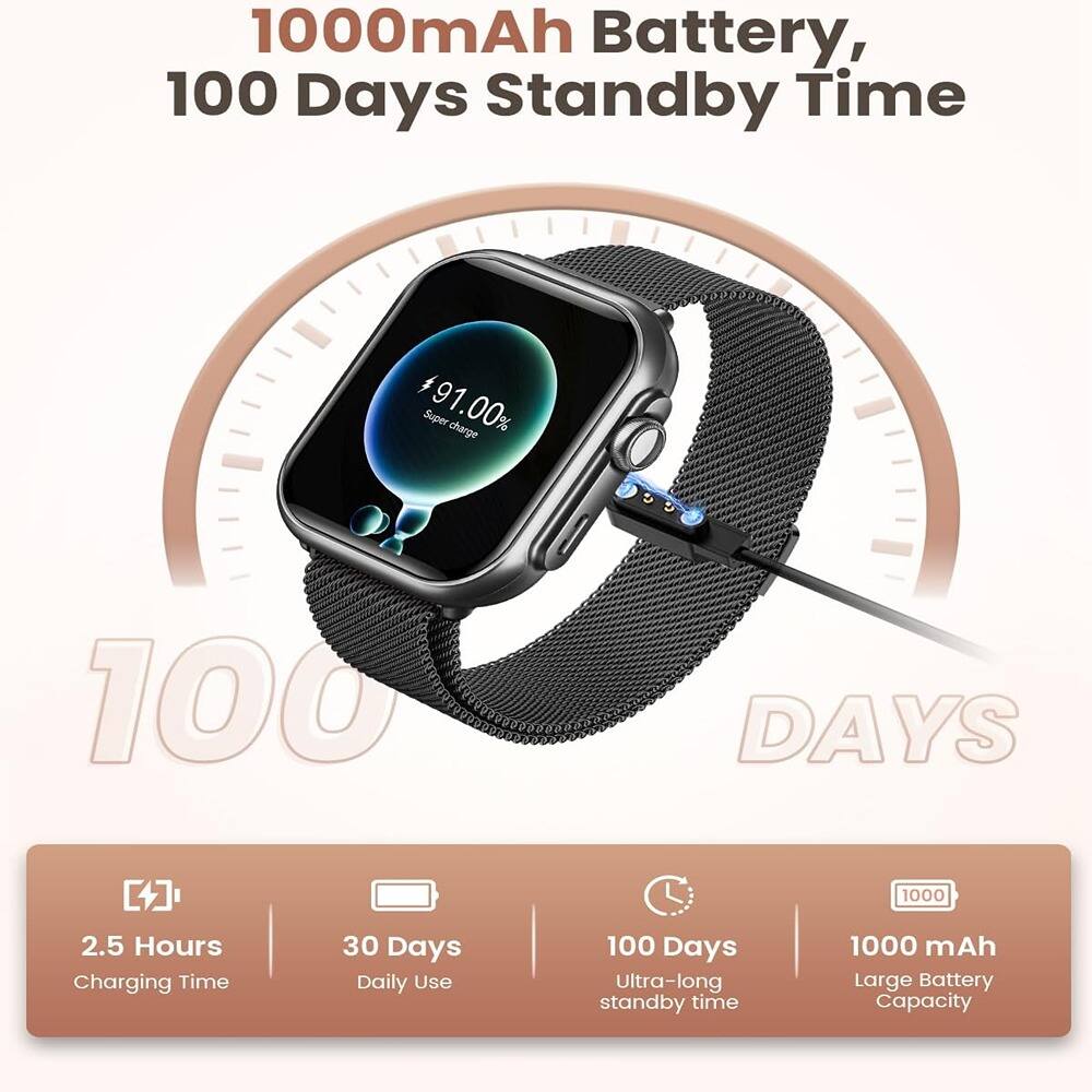 1000mAh Battery, 100 Days Standby Time

- 2.5 Hours Charging Time
- 30 Days Daily Use
- 100 Days Ultra-long standby time
- 1000 mAh Large Battery Capacity
