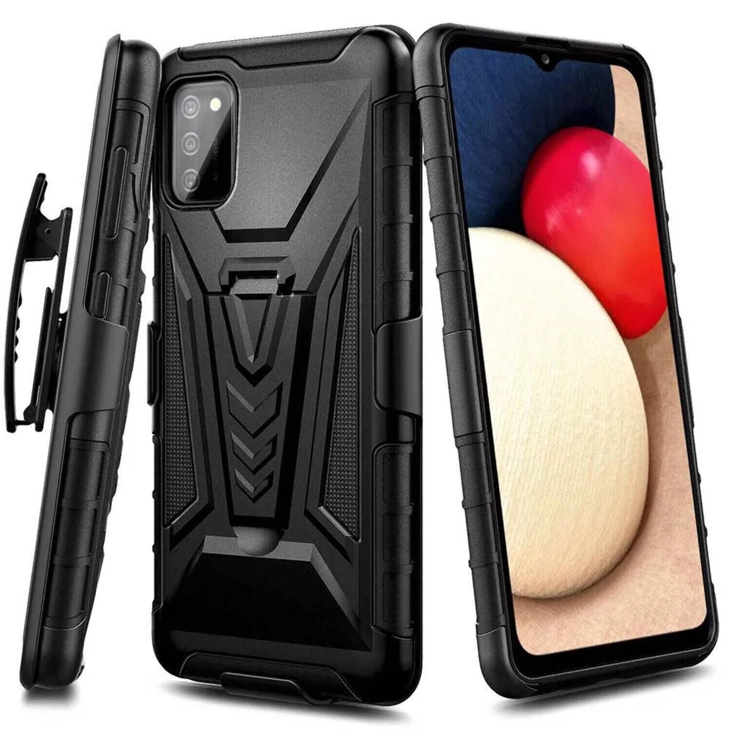 Front. RomeTech - Rome Tech Dual Layer Holster Case for Galaxy A03s - Black - Black.