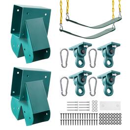 VEVOR - Swing Set Brackets, Heavy-Duty A-frame Set Hardware, with 2 A-Frame Swing Brackets & 2 Seats & 4 Hangers - Green
