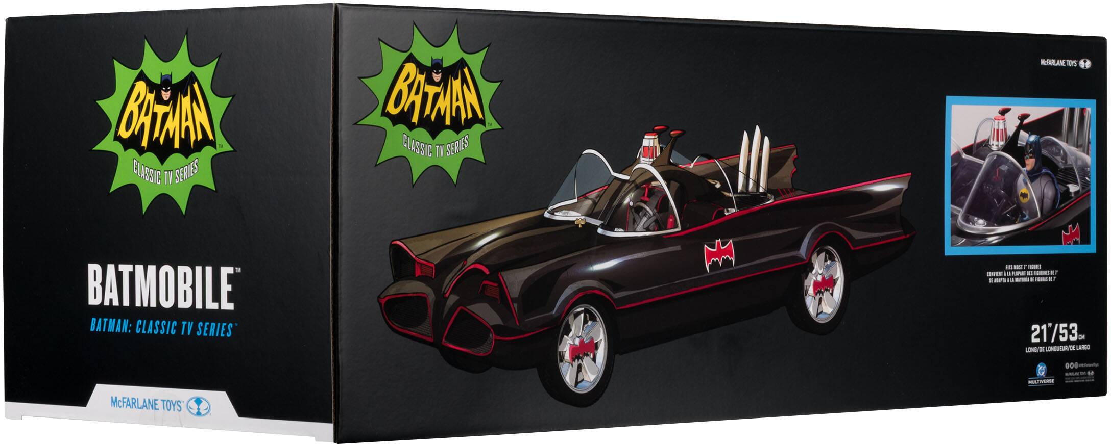 BATMAN CLASSIC TV SERIES  
BATMOBILE  
BATMAN: CLASSIC TV SERIES  

McFARLANE TOYS  

21/53  
LONGUEUR: 21" / 53cm  
LARGEUR: 10" / 25cm  

MULTIVERSE