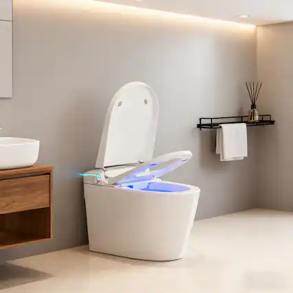 Front. Vipbear - Smart Toilet with Bidet Built in, with Heated Seat and Night Light, Auto Soft Close, UV-C light, Full/Half Flush - White.