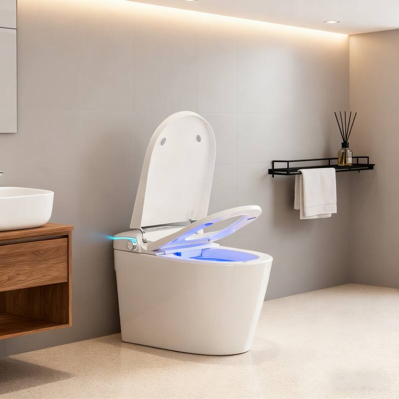Front. Vipbear - Smart Toilet with Bidet Built in, with Heated Seat and Night Light, Auto Soft Close, UV-C light, Full/Half Flush - White.