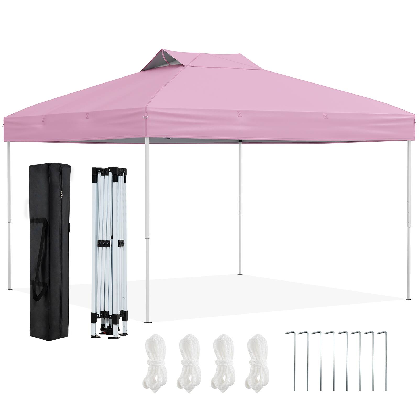 Alt View 8. Costway - Costway 10 X 10 FT 1-Person Setup Pop up Canopy Tent with 1-Push Center Lock Wind Ropes Pink - Pink.