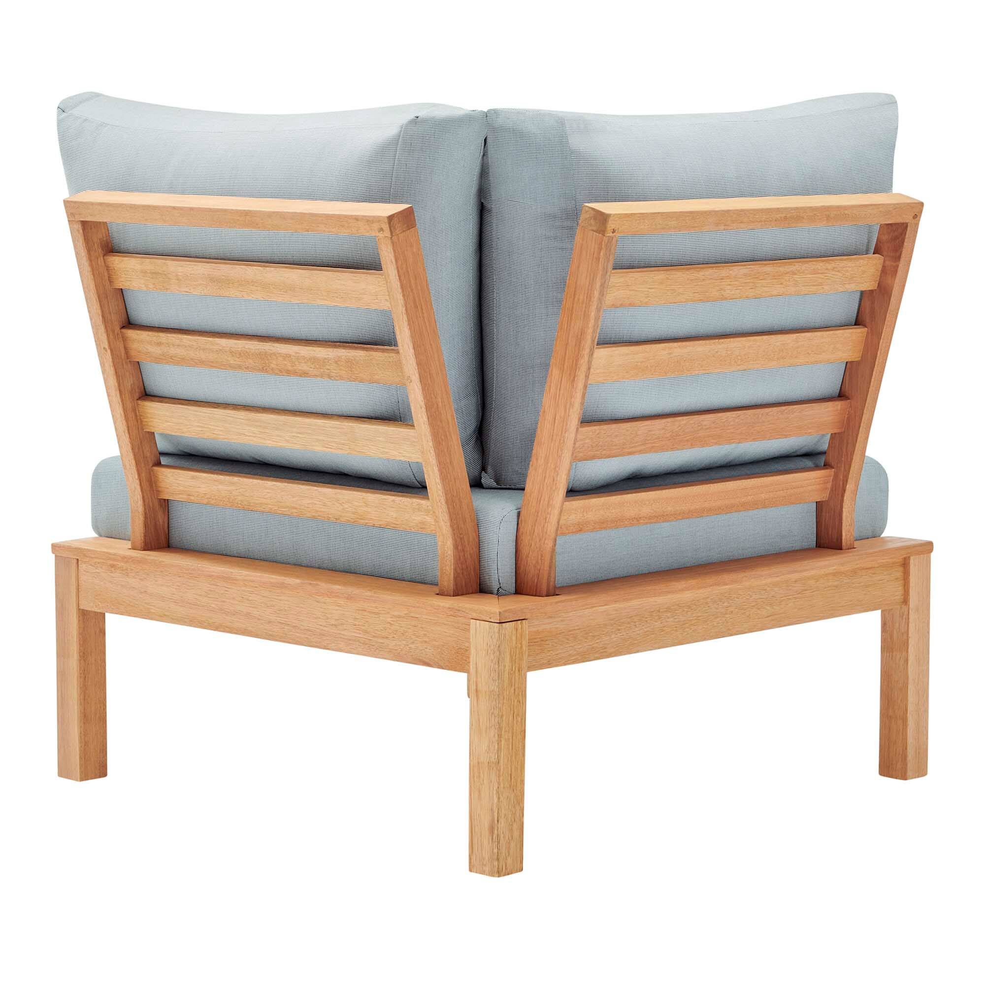 Alt View 2. Modway - Freeport Karri Wood Sectional Sofa Outdoor Patio Corner Chair by Modway - Natural Light Blue.