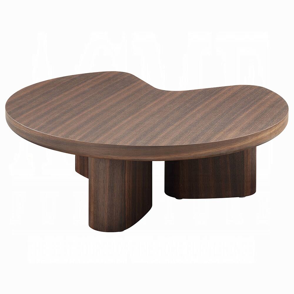 Alt View 2. Manhattan Lane - Yex Coffee Table, 35 Inch Curved Top with Pedestal Legs, Smoked Oak Brown - Smoked Oak Brown, Light Gray.