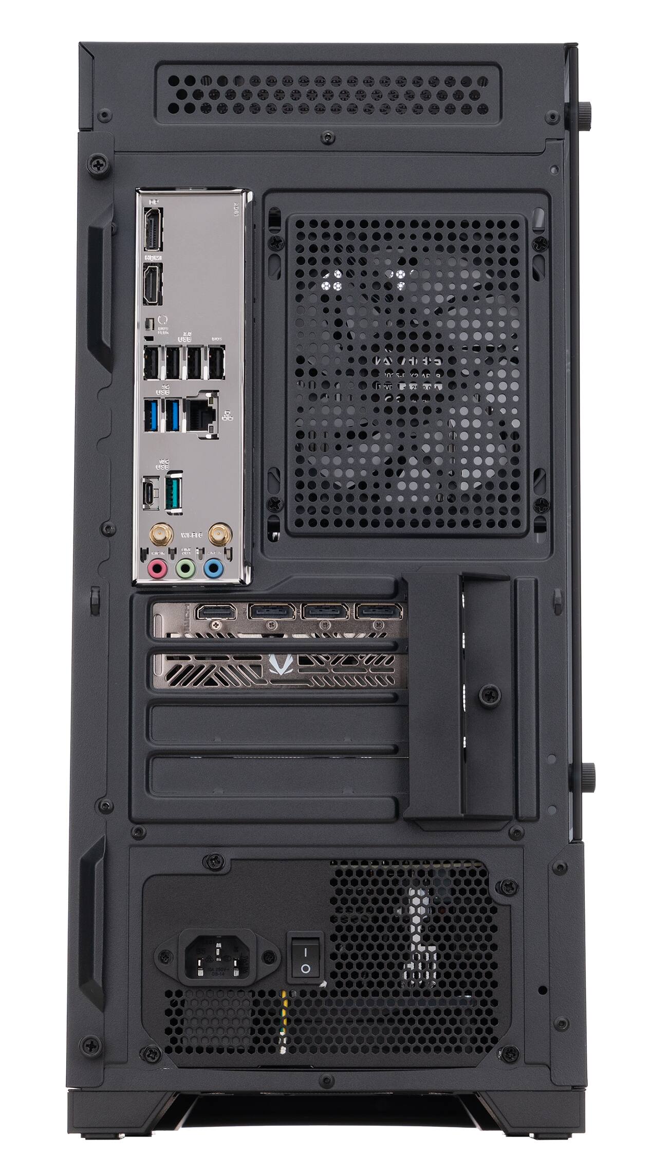 Back. ADVANCED BATTLESTATIONS - ABS Cyclone Ruby Gaming PC - Windows 11 - AMD Ryzen 7 9700X - GeForce RTX 5060 Ti - DLSS 4 - 32GB DDR5 - 1TB - BLACK.