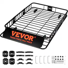 VEVOR - Roof Rack Cargo Basket, 64" x 39" x 6" Rooftop Cargo Carrier with Extension,Heavy-duty 200 LBS Capacity Roof Rack Basket - Black