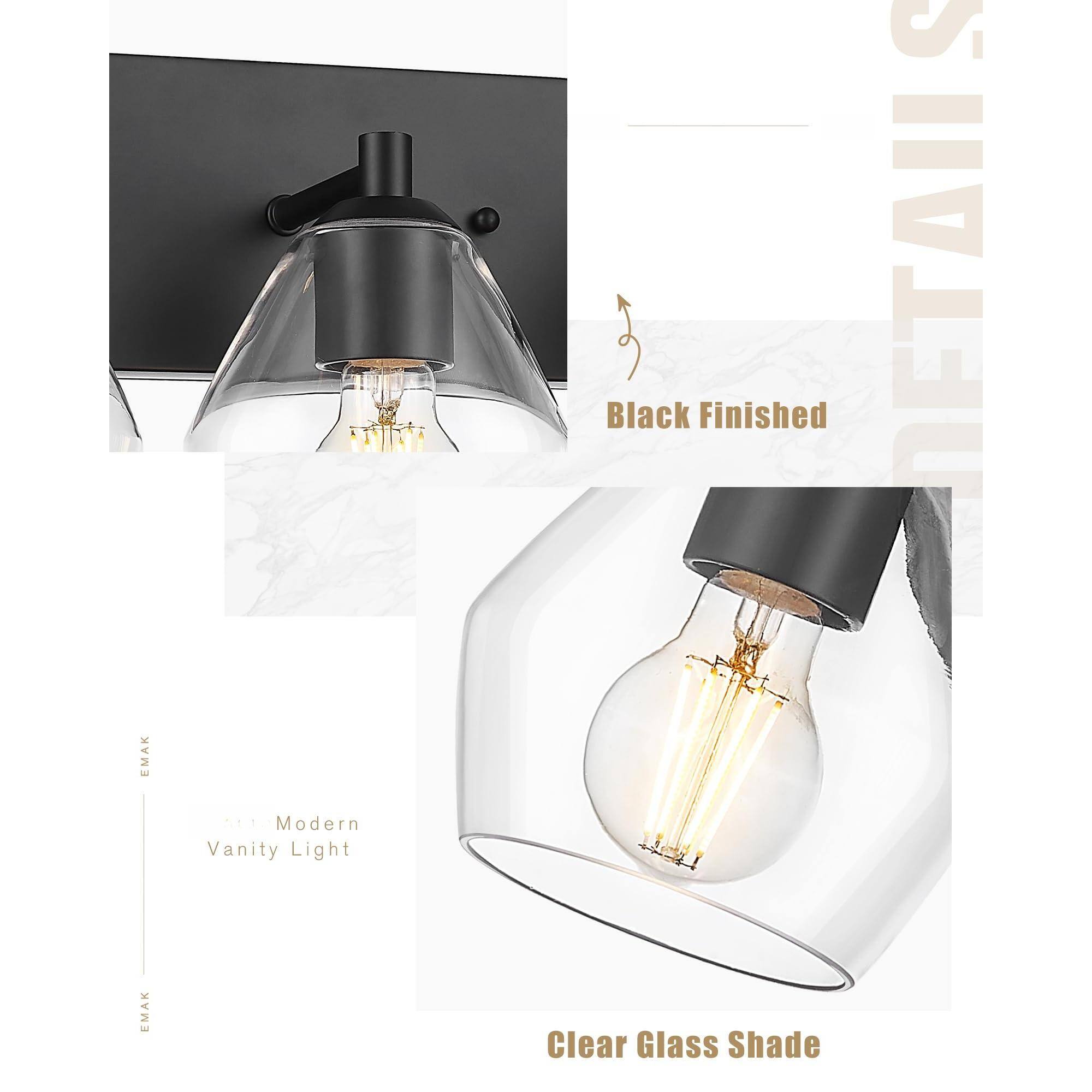 EMAK 11 Modern Vanity Light  
Black Finished  
Clear Glass Shade