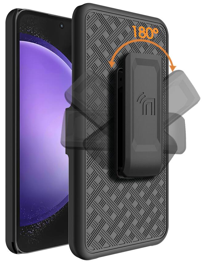Alt View 3. Nakedcellphone - Combo for Samsung Galaxy S23 FE (2023) - Slim Case and Belt Clip Holster - Black.