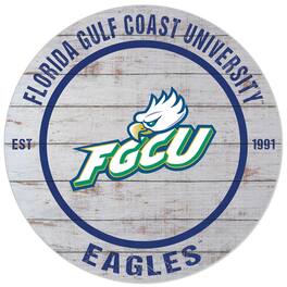 Jardine - Florida Gulf Coast Eagles 20'' x 20'' Indoor/Outdoor Weathered Circle Sign - White