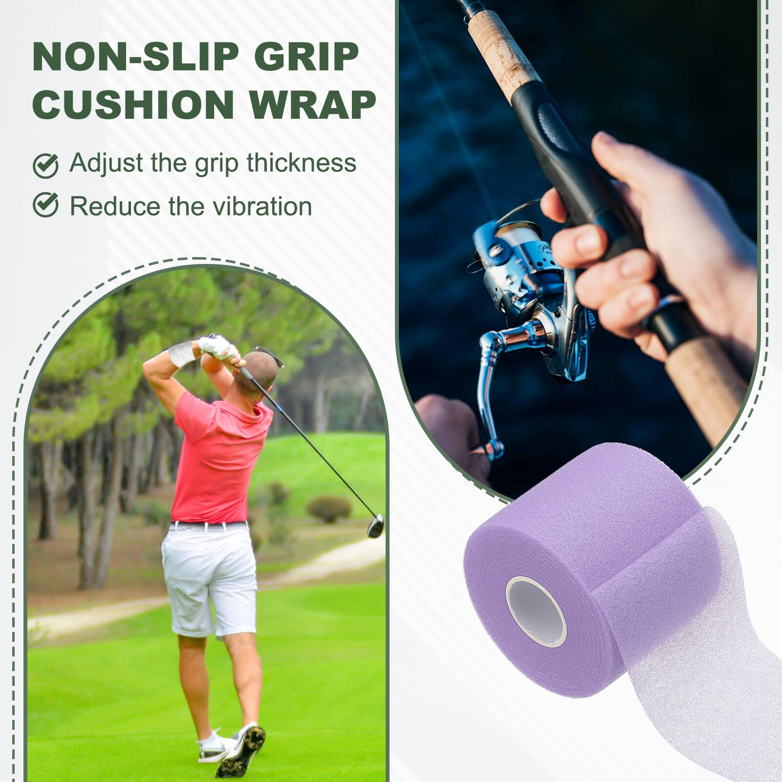 NON-SLIP GRIP CUSHION WRAP

- Adjust the grip thickness
- Reduce the vibration