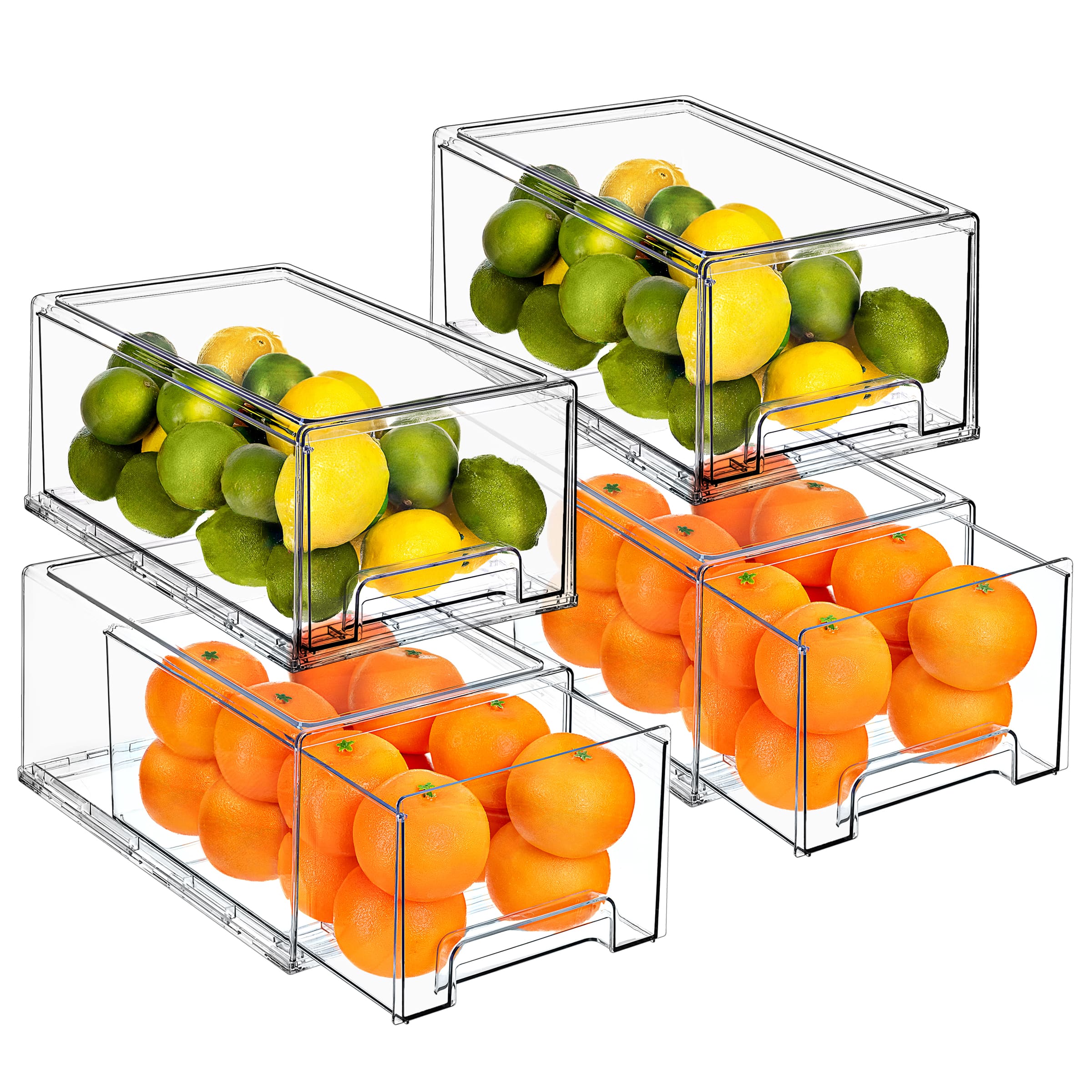Sorbus - Small Wide Stackable Storage Drawers – 4-Pack Plastic Organizer Bins with Handles – Stackable Pull-Out - Clear