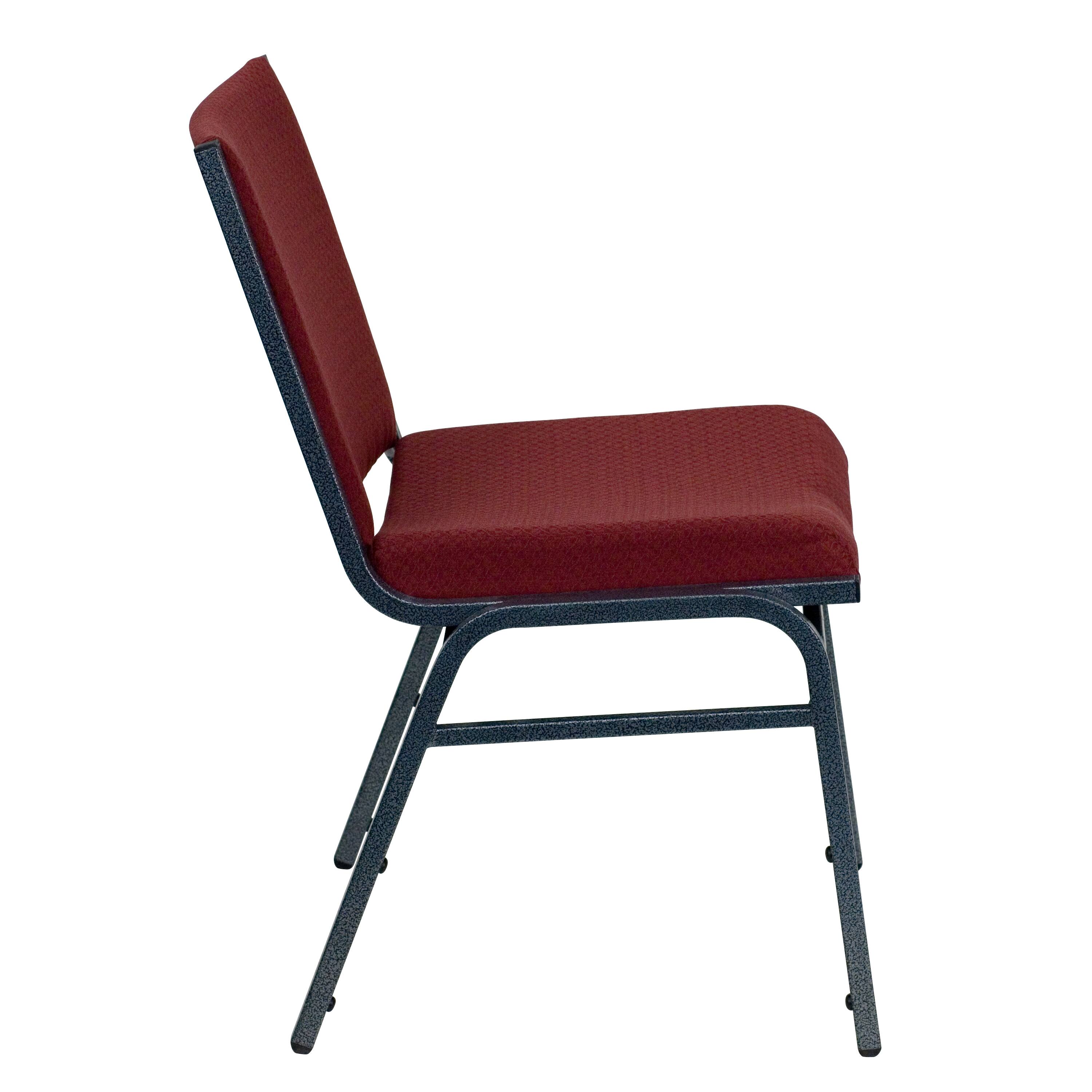Alt View 5. Emma + Oliver - Heavy Duty Reception/Guest Stack Chair - Burgundy Patterned Fabric.
