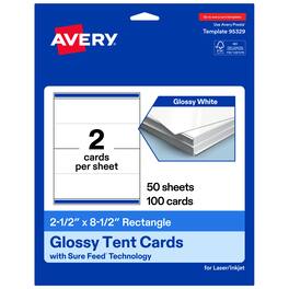 Avery - Printable Tent Cards, 2.5" x 8.5", Glossy 100ct - White