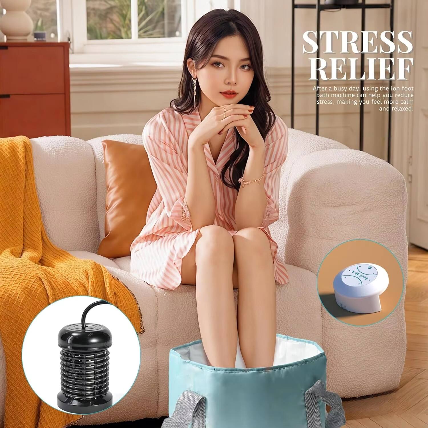 STRESS RELIEF

After a busy day, using the ion foot bath machine can help you reduce stress, making you feel more calm and relaxed.
