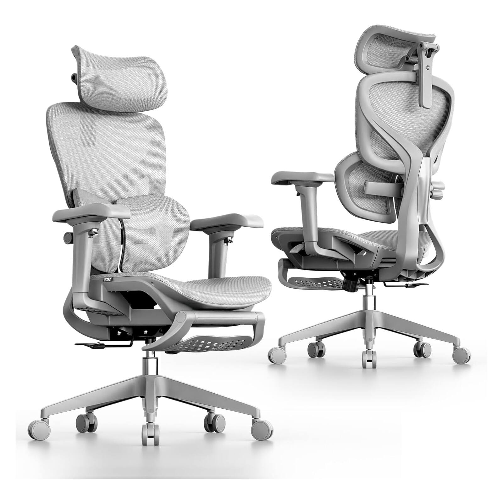 Alt View 6. OTO - OTO Zenpex Ergonomic Mesh Office Chair 1.96" Adjustable Seat Depth 135° Recline Backrest - Grey - Grey.