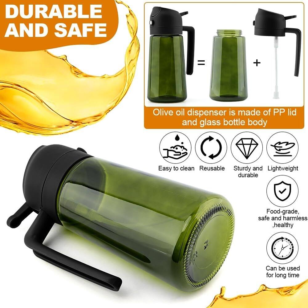 DURABLE AND SAFE

Olive oil dispenser is made of PP lid and glass bottle body

- Easy to clean
- Reusable
- Sturdy and durable
- Lightweight
- Food-grade, safe and harmless, healthy
- Can be used for long time