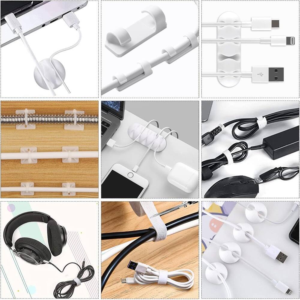 Alt View 1. THIRSTY TURTLE - “White Cable Management Kit – Sleeves, Clips & Reusable Ties”.