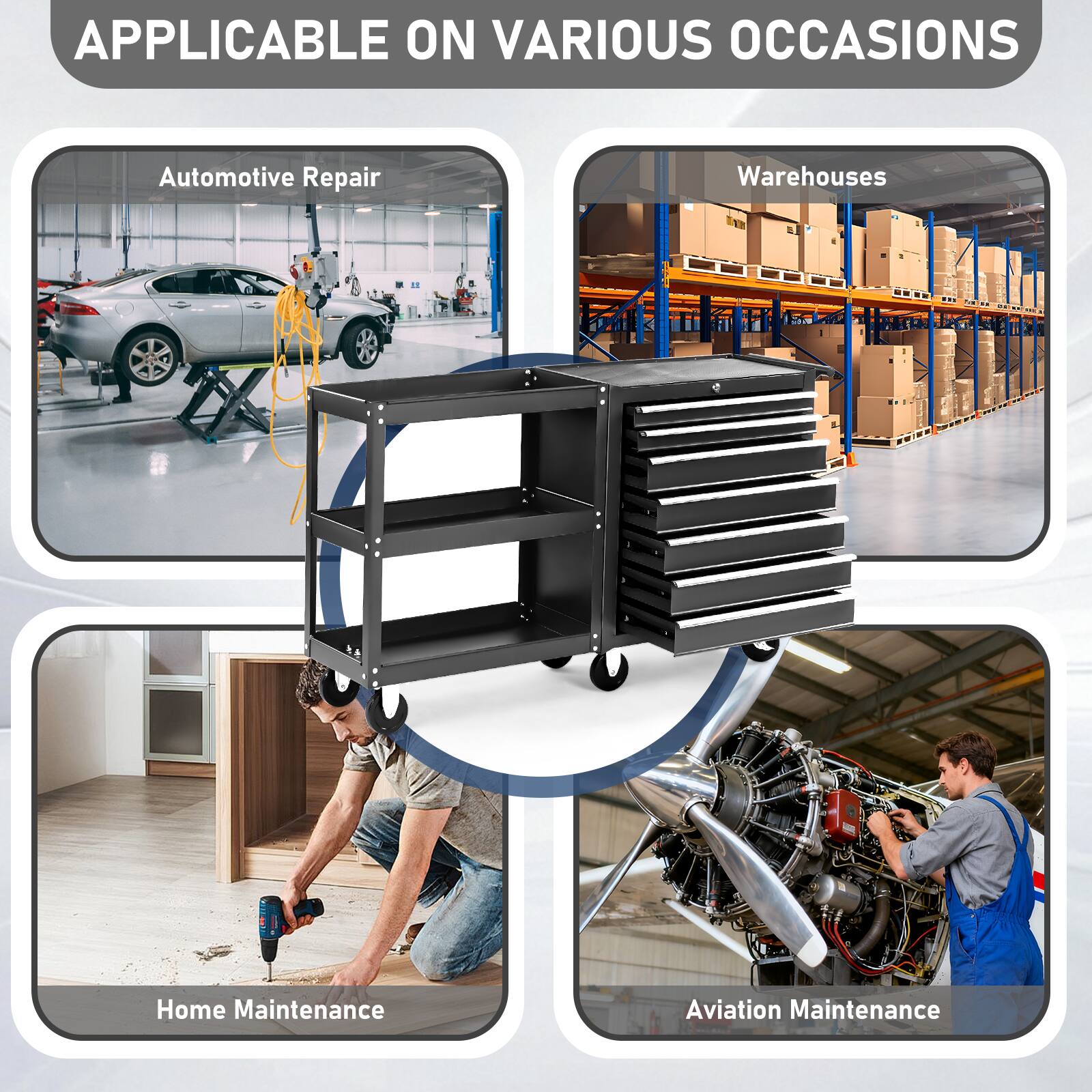 APPLICABLE ON VARIOUS OCCASIONS

- Automotive Repair
- Warehouses
- Home Maintenance
- Aviation Maintenance