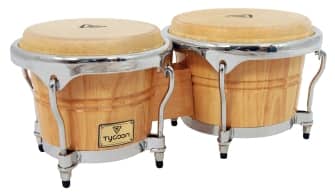 Tycoon Percussion - Concerto 7-Inch and 8.5-Inch Siam Oak Bongo Drum Set with Water Buffalo Skin Heads, Deluxe Hoops and Tuning Wrench