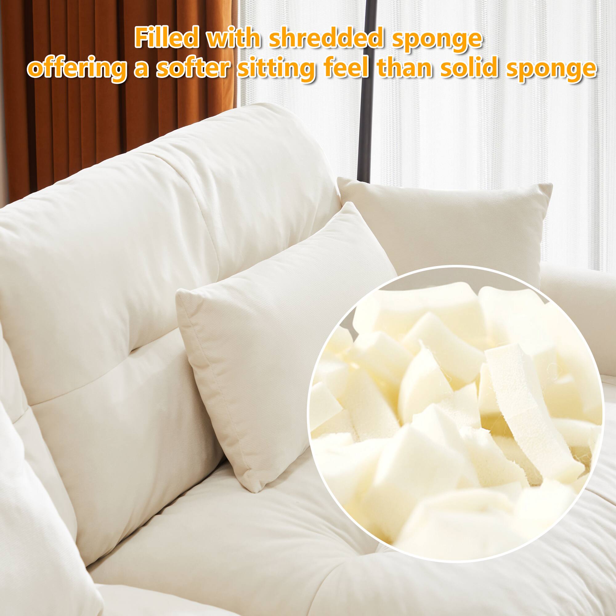 Filled with shredded sponge offering a softer sitting feel than solid sponge