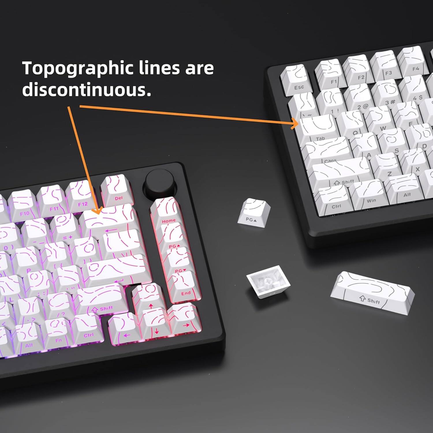 Topographic lines are discontinuous. Esc F1 1 F2 2 F3 3 # F4 4 $ I G Tab Cas Shift A W S Z F O D I x  F10 F11 F12 Del Home PG Cirl Win All + PO POT Shift + End Shift All Fn Ctrl