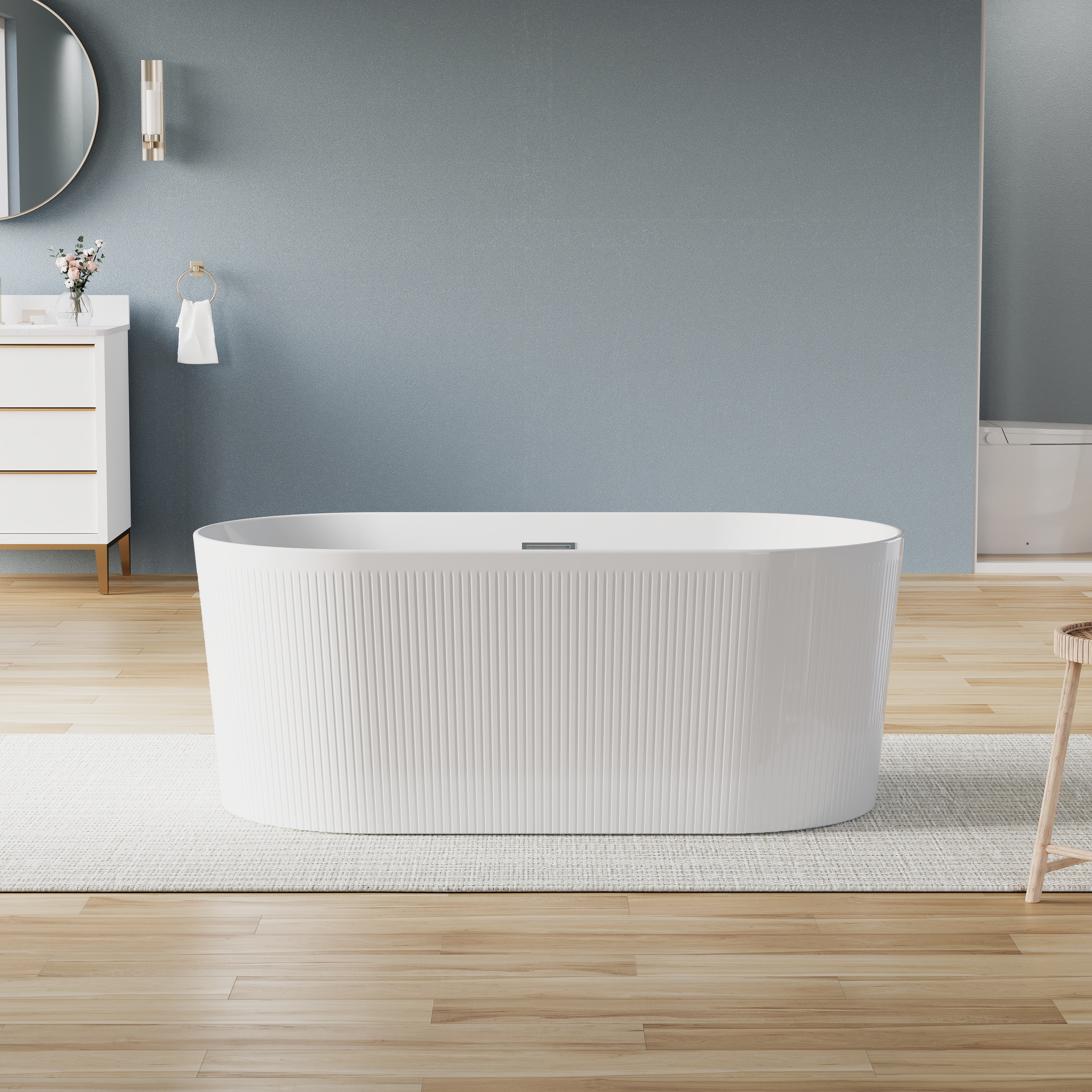 WELLFOR - Elego 59 in. x 29.5 in. Acrylic Oval Freestanding Soaking Bathtub with Center Drain and Overflow - White price history on PriceWatchPro