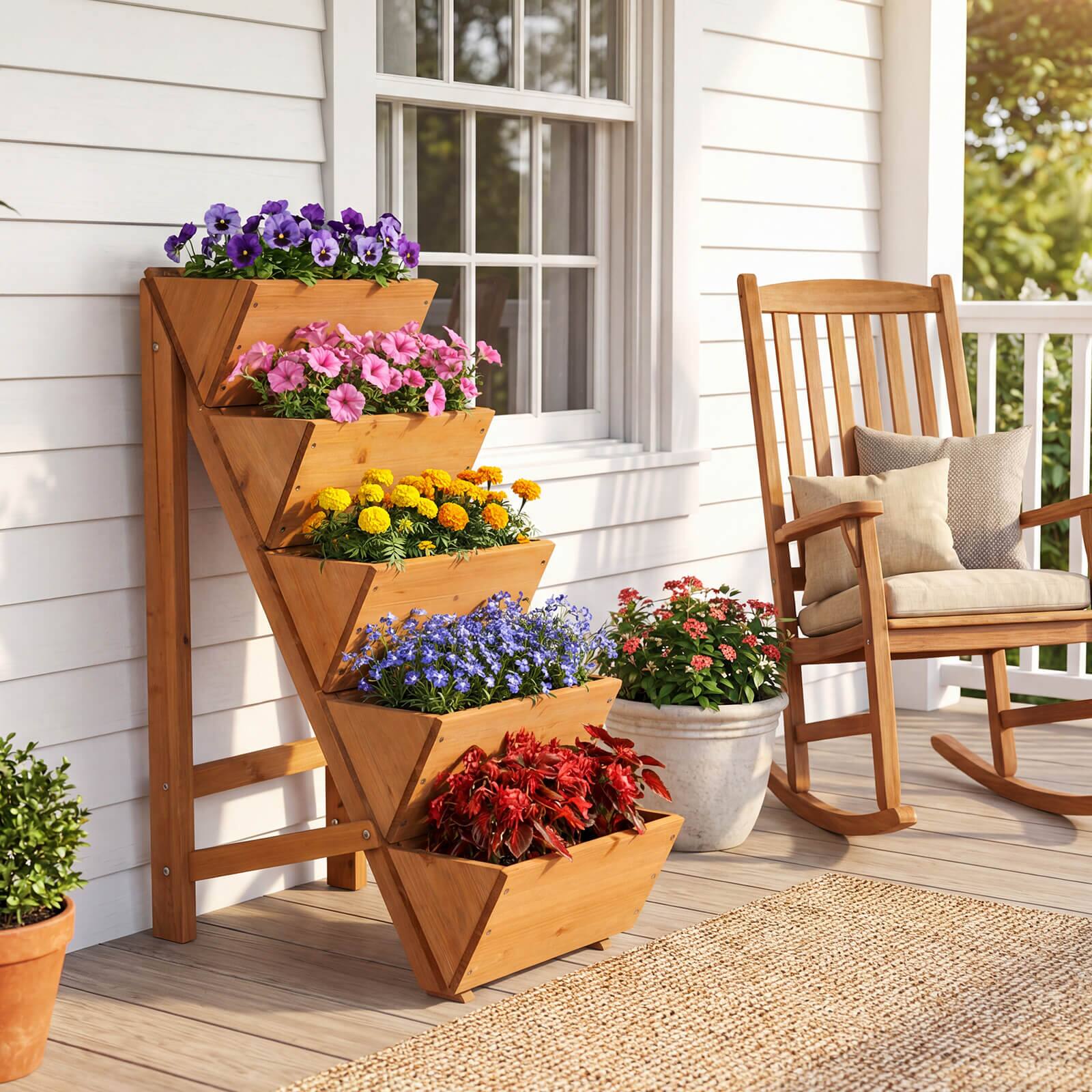 Alt View 1. Costway - Costway 2 PCS 5-tier Vertical Raised Garden Bed with Legs for Growing Vegetables Flowers - Orange.
