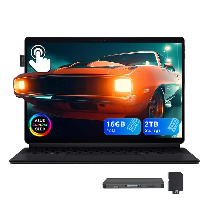 ASUS - ProArt 13" 3K Detachable Touch 2-in-1 Laptop,Snapdragon X Plus,16GB RAM,1TB SSD+1TB Dock Set,Backlit KB,Win11 - Black