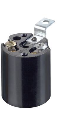 Front. Leviton - 1-Circuit 1-Piece Keyless Lamp Holder 660W Medium Base (Model 3352-F) - Black.