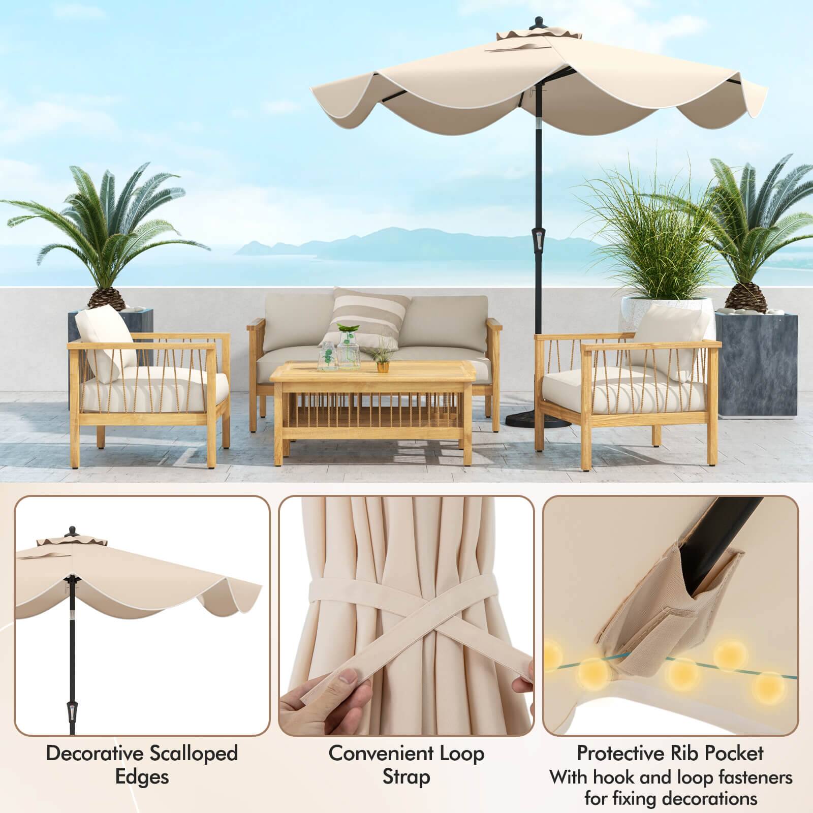 Decorative Scalloped Edges: Convenient Loop Strap with hook and loop fasteners for fixing decorations.