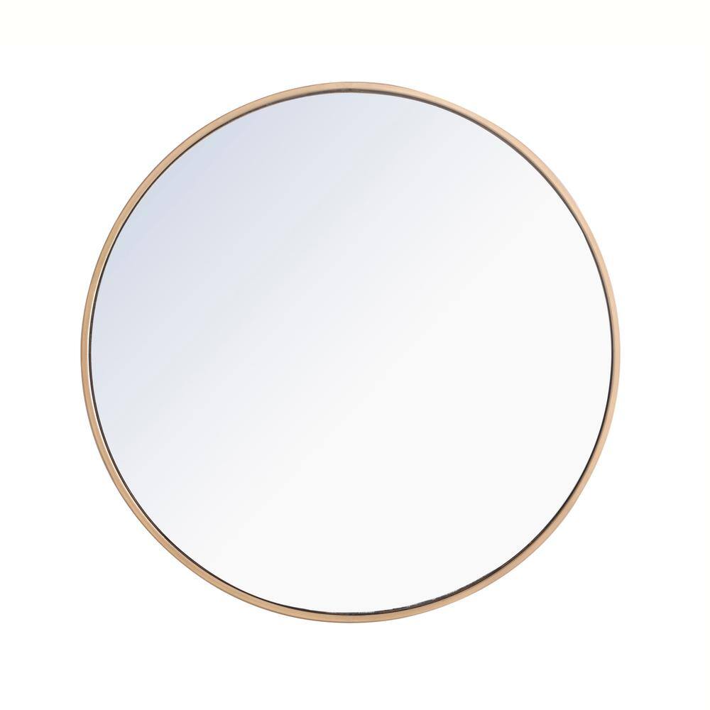 Alt View 3. Elegant Decor - Metal frame Round Mirror 28 inch Brass finish - Brass.