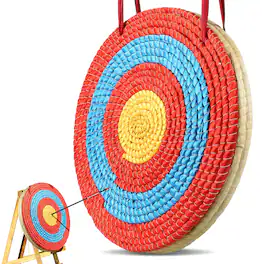 VEVOR - Archery Target, 3 Layers 20" Arrow Target, Traditional Solid Straw Round Archery Target Shooting Bow - Red