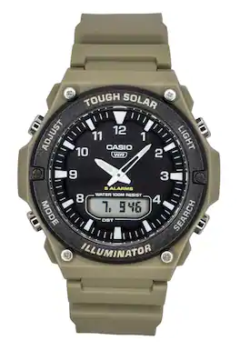 Casio - Standard Analog Digital Resin Strap Black Dial Solar AQ-S820W-5AV 100M Men's Watch - Black, Khaki
