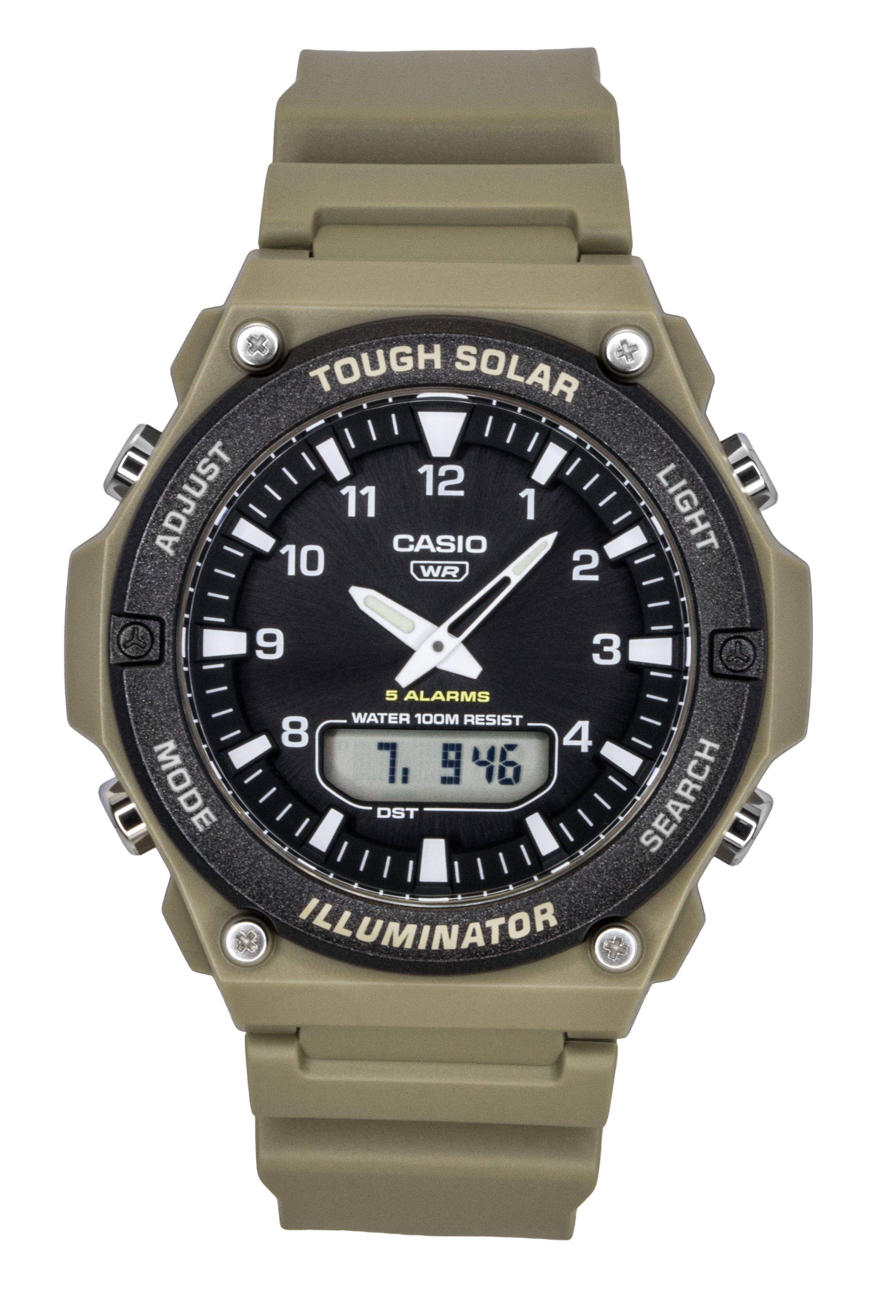 Casio - Standard Analog Digital Resin Strap Black Dial Solar AQ-S820W-5AV 100M Men's Watch - Black, Khaki