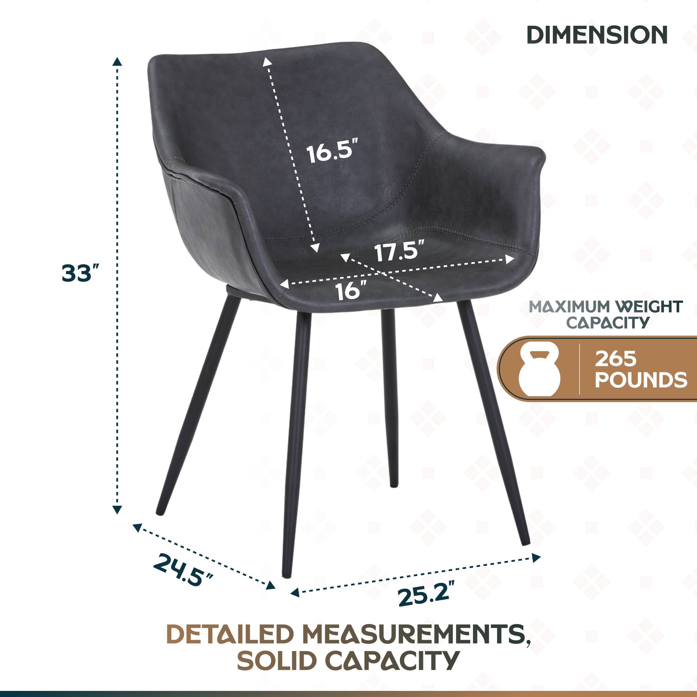 DIMENSION  
16.5" 33" 17.5" 16"  
MAXIMUM WEIGHT CAPACITY 265 POUNDS  
24.5" 25.2"  
DETAILED MEASUREMENTS, SOLID CAPACITY