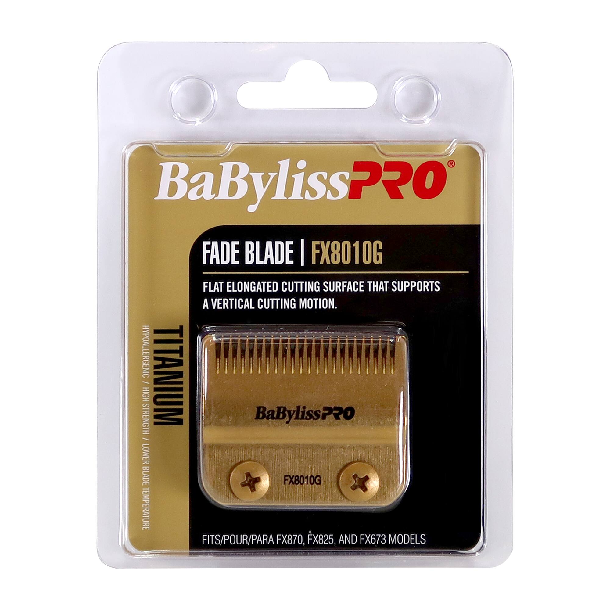Left. Babyliss - BaByliss Pro Titanium Fade Blade FX8010G Fits for FX870, FX825 and FX673 Bundle - Gold.
