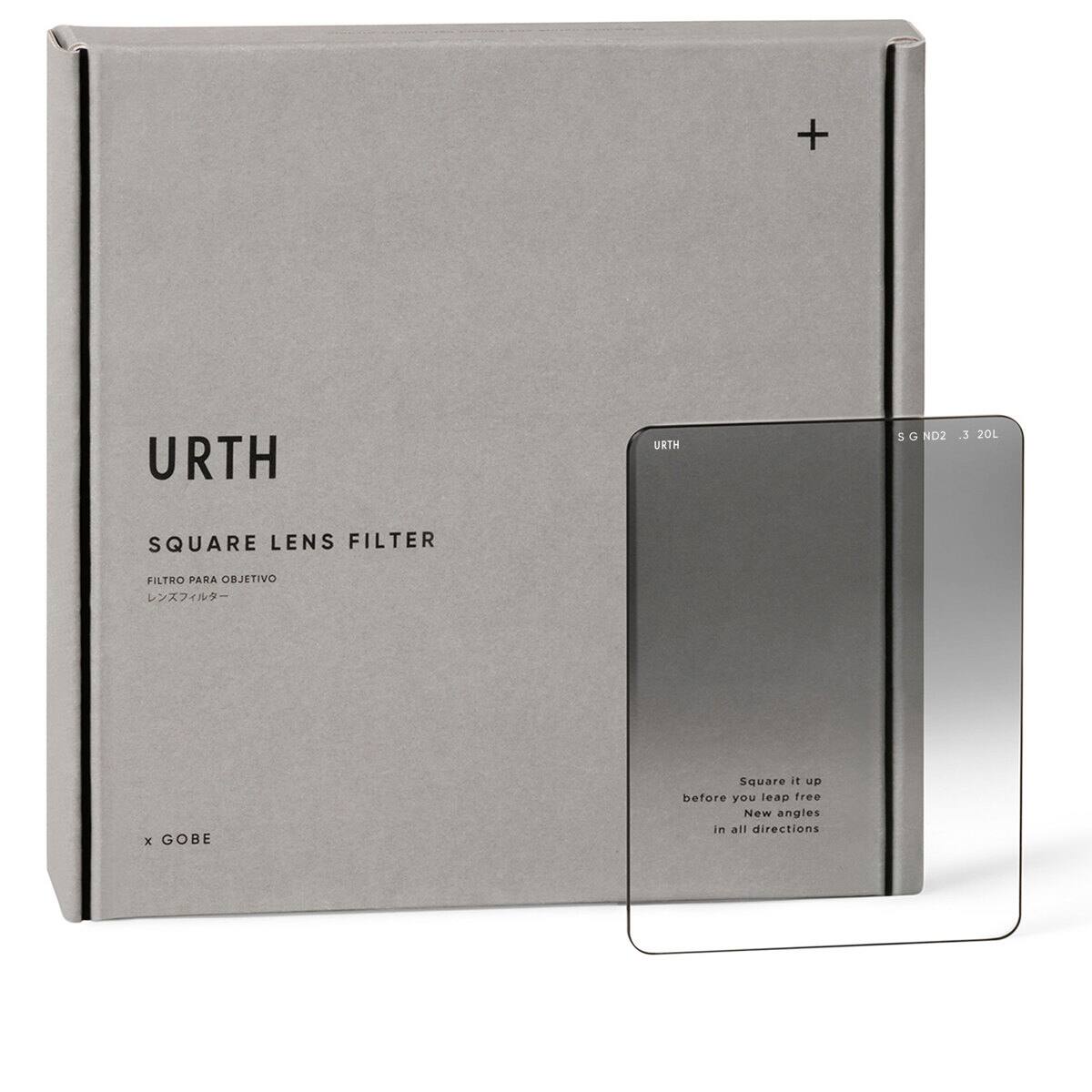 URTH  
SQUARE LENS FILTER  
FILTRO PARA OBJETIVO  
レンズフィルター  

x GOBE  

S GND2 .3 20L  

Square it up  
before you leap free  
New angles  
in all directions
