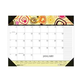 House of Doolittle - Recycled Desk Pad Calendar Geometric Artwork 22 x 17 White Sheets Black Binding Corners12 Month Jan to Dec 2026