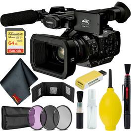 Panasonic - AG-UX180 4K Premium Professional Camcorder Bundle w/ 64GB Memory Card + Accessories