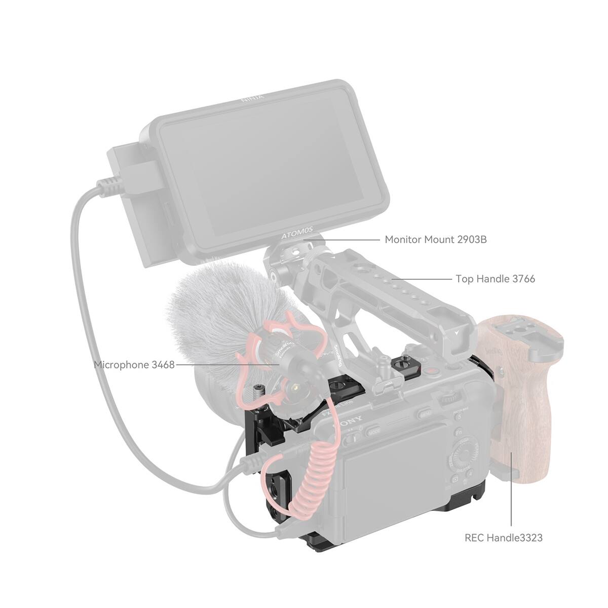 FG0 ATOMOS Monitor Mount 2903B Top Handle 3766 Microphone 3468 SONY MOCE REC Handle3323