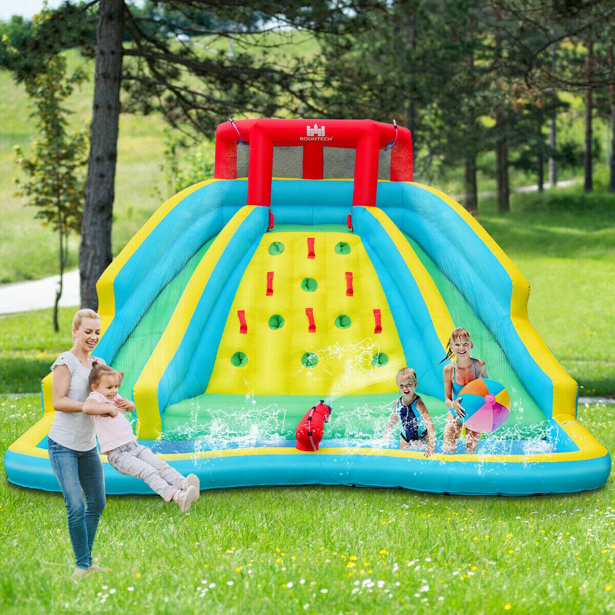 Alt View 1. Costway - Costway Inflatable Mighty Water Park Bouncy Splash Pool Climbing Wall w/ 735W Blower - Multicolor.