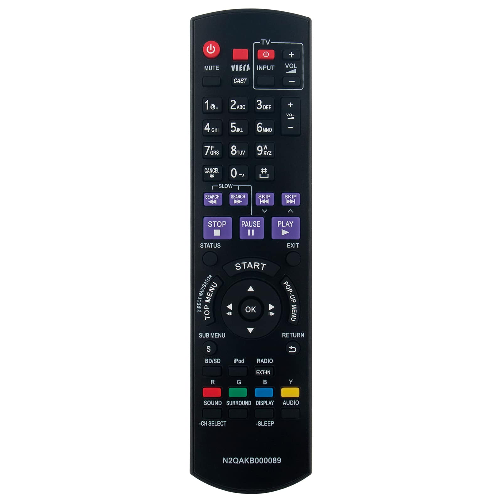 ZdalaMit - Replacement Remote N2QAKB000089 fit for Panasonic Blu-ray Player SC-BT730 SA-BT730 SC-BT330 SA-BT330 SC-BT230 SA-BT230 - Black