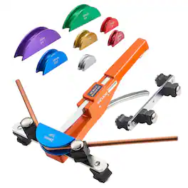 VEVOR - Tubing Bender Kit, 1/4 to 7/8 Inch, Compact Ratcheting Tube Pipe Bender, Ratchet Hand Bending Tool, with 7 Color Dies - Orange