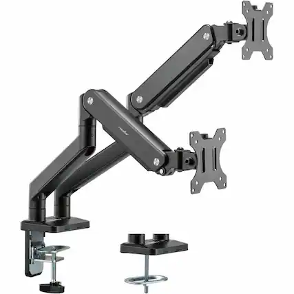 Front. Rocstor - Rocstor ErgoReach Mounting Arm for Monitor - Black - Landscape/Portrait - 2 Display(s) Supported - 17" to 32" Screen - Black.