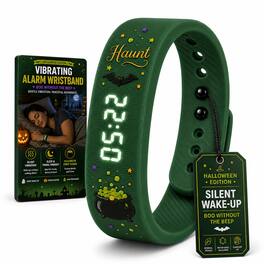 PRIMEPLUS - Silent Vibrating Alarm Wristband for Heavy Sleepers, Halloween Pattern Strap, No Disturb Wake for Deep Sleep - Green - (2026)