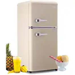 Akoasm - 3.5 Cu.ft Compact Refrigerator Mini Fridge with Freezer with 2 Door Adjustable Mechanical Thermostat - Cream