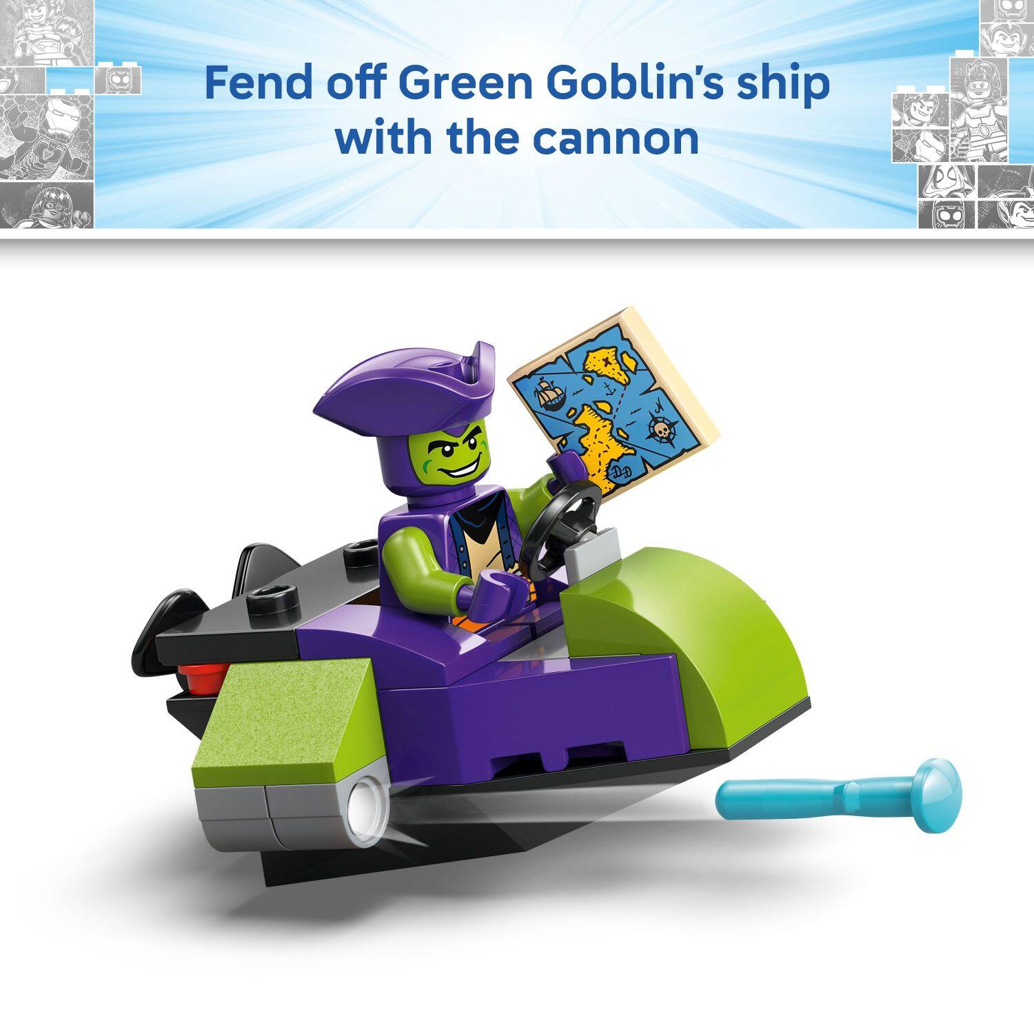 Fend off Green Goblin's ship with the cannon