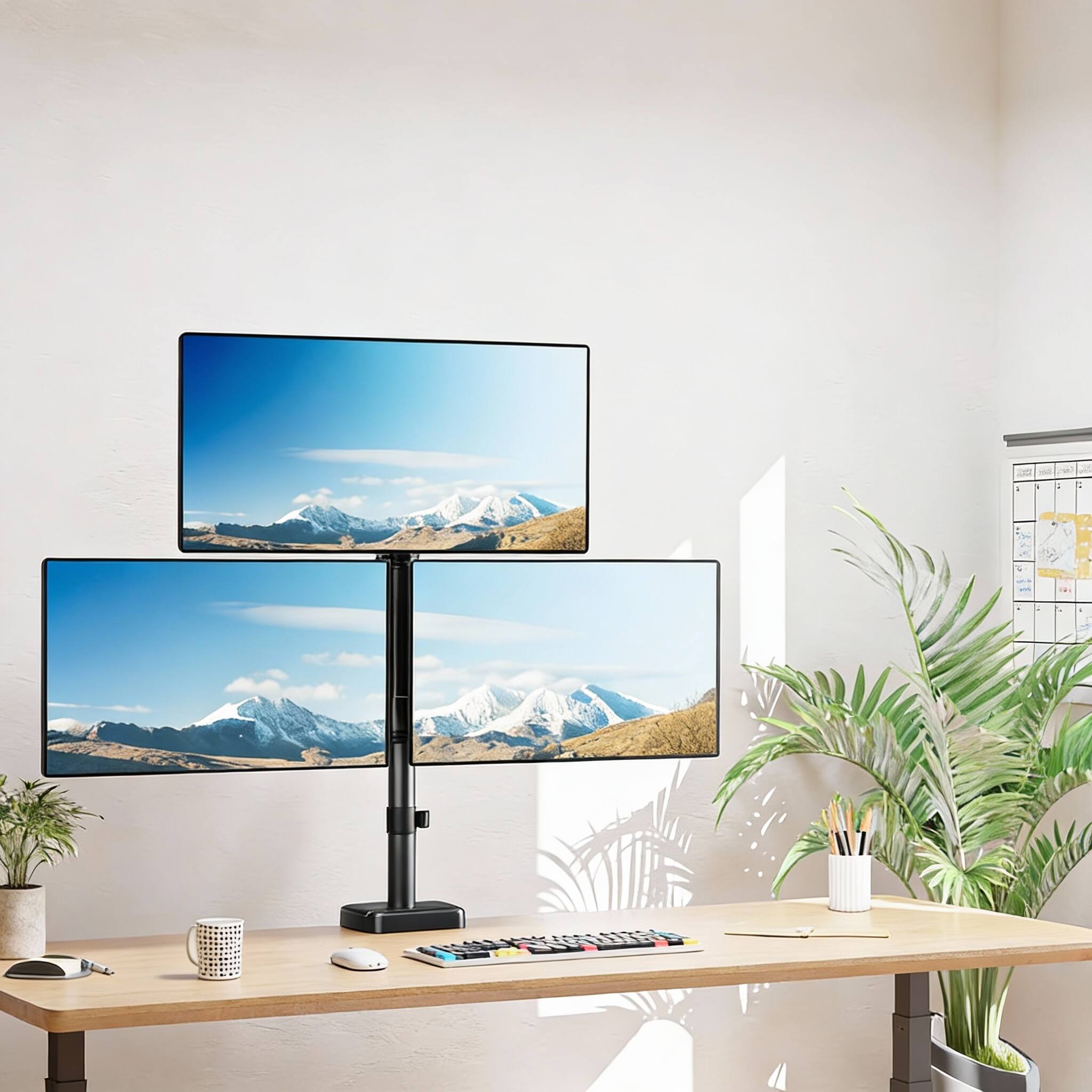 Alt View 1. Frangdom - Triple 32" Monitor Arm Desk Mount 19.8lbs VESA 75/100 - BLACK.