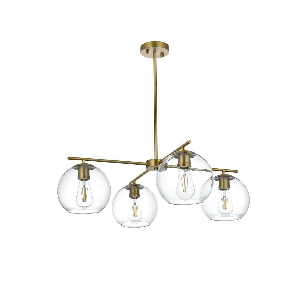Angle. Living District - Opus 30.5 Inch Pendant Clear Shade in Satin Gold - Satin Gold And Clear.